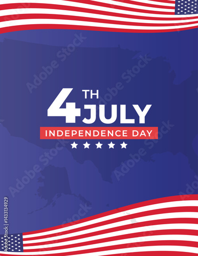Happy US independence day with flags ribbon
