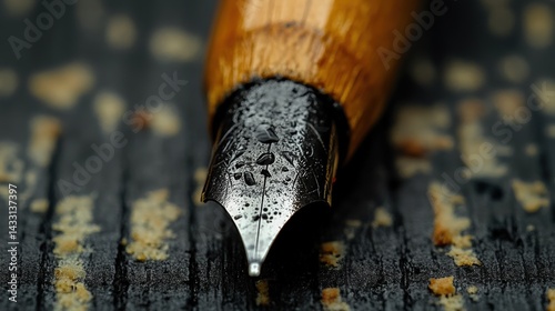 Close-up view of a nib on a writing instrument.