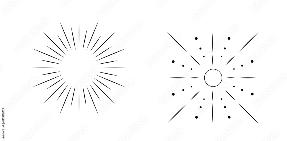 Obraz premium Set Hand drawn sunbursts 