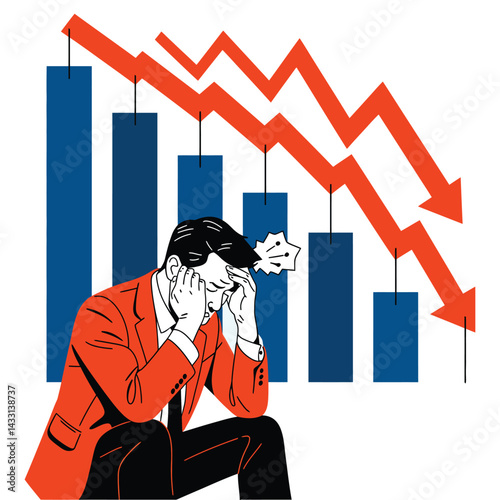 Bankruptcy Crisis Concept - Clean Vector Art.