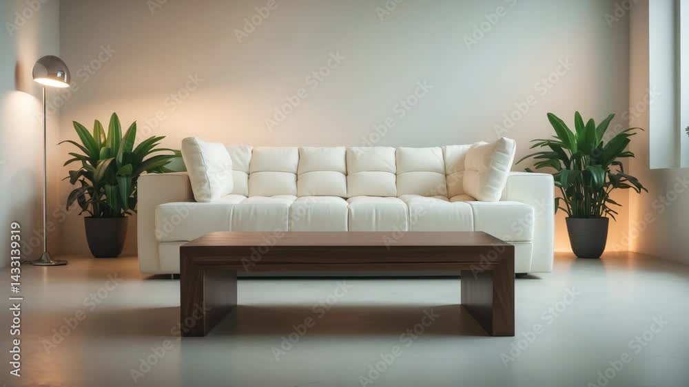 Modern living room design with a comfortable sofa and wooden table. Modern living room design with a comfortable sofa and wooden table.