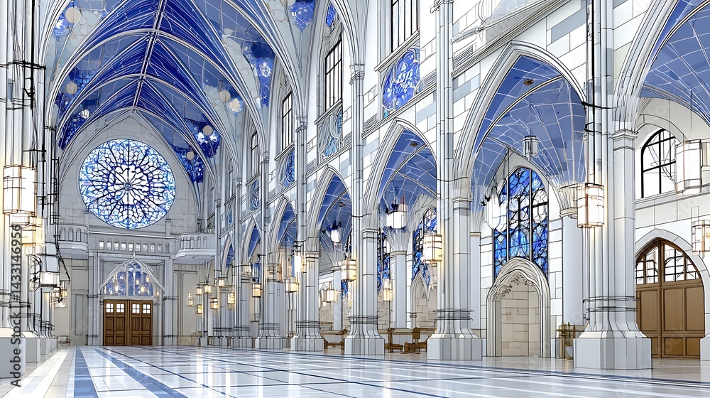Obraz premium interior of the cathedral of saint mary in brussels belgium