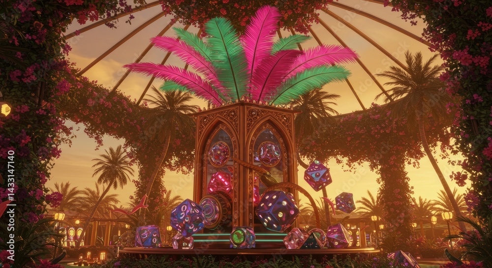 Fototapeta premium Colorful Structure With Gems At Sunset