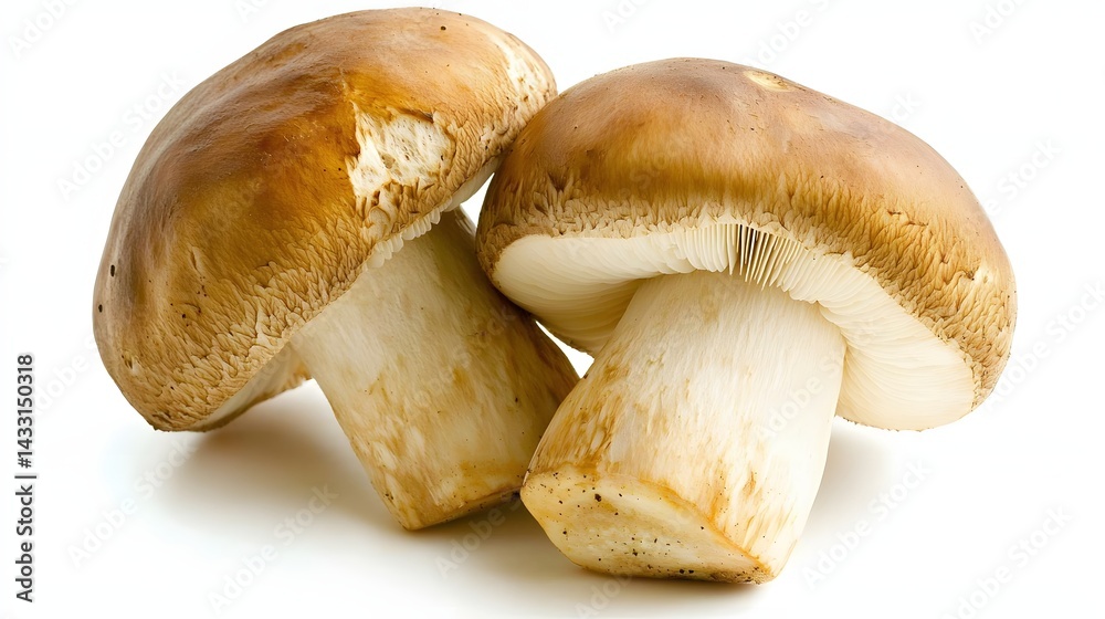 Fototapeta premium Fresh Brown Mushrooms on a Clean Background Ready for Culinary Preparations