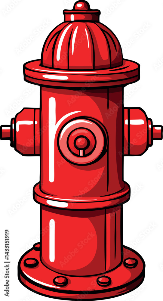 Fototapeta premium High-Quality Red Fire Extinguisher Vector Illustration with Bold Flame Icon for Ultimate Fire Safety and Emergency Response