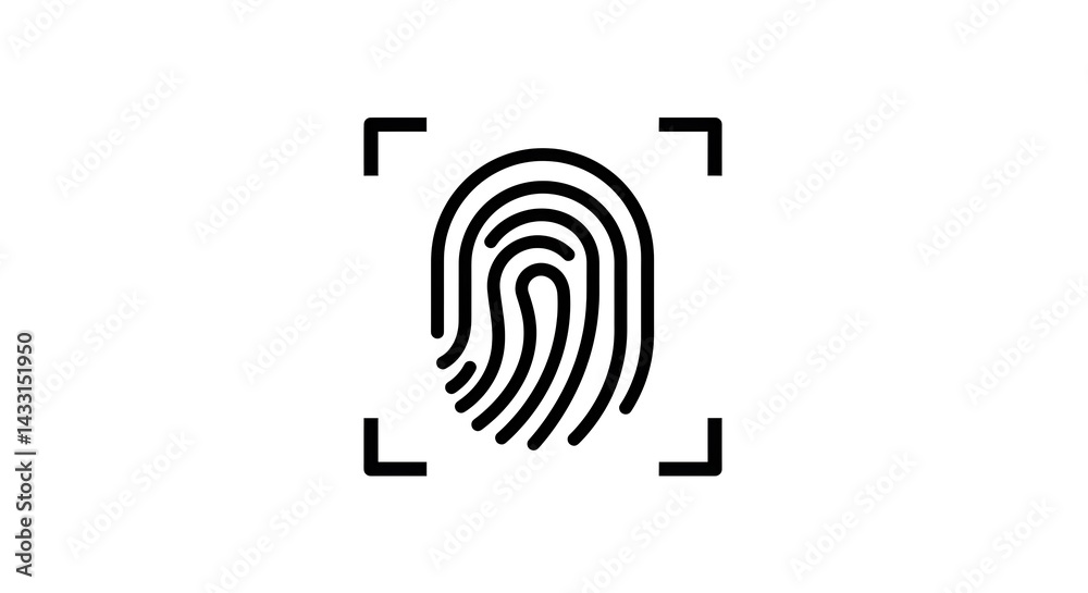 Fingerprint Scan: Minimalist Line Art Icon Fingerprint Scan: Minimalist Line Art Icon