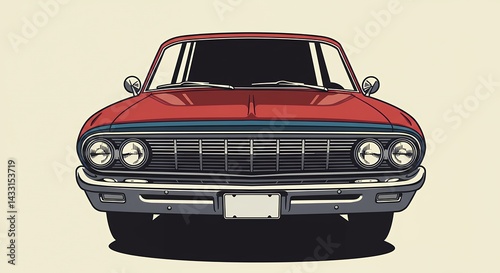 Vintage car illustration front view retro design