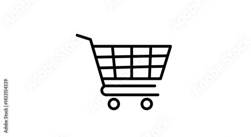 Simple Line Art Shopping Cart Icon: Minimalist E-commerce Graphic