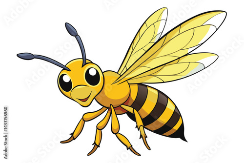 cartoon wasp flying on white