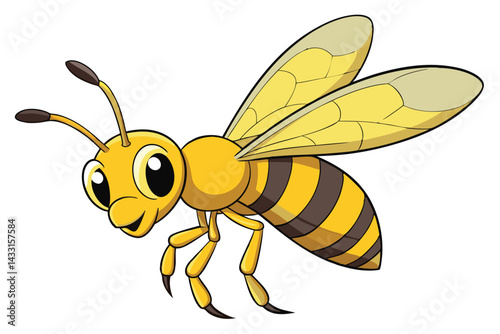 cartoon wasp flying on white