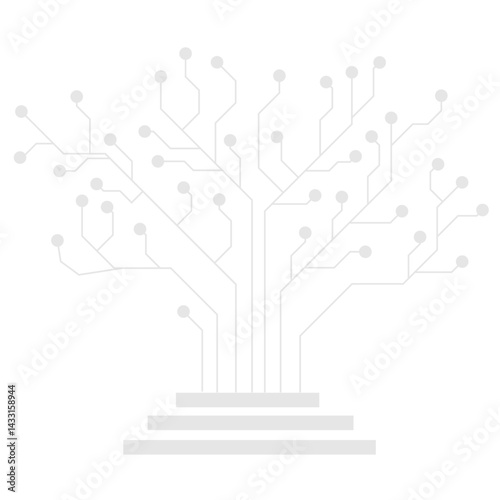 Circuit Board Tree Logo Vector.