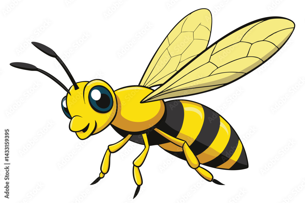 cartoon wasp flying on white cartoon wasp flying on white