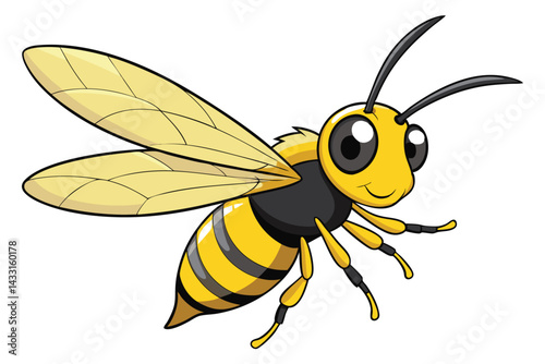 cartoon wasp flying on white