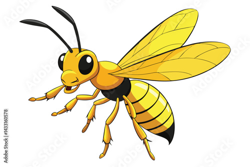 cartoon wasp flying on white