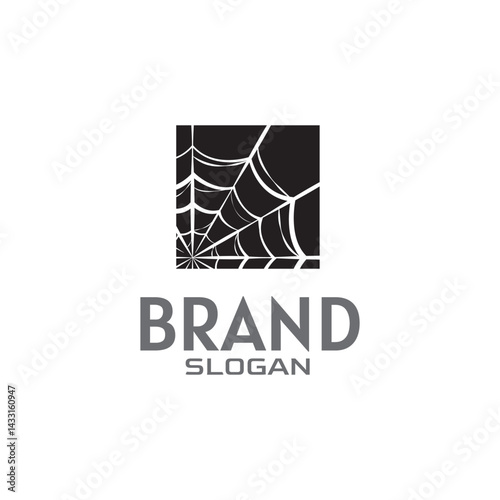 Spider web in square logo design template