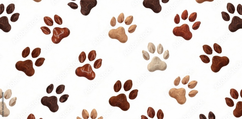 Seamless dog paw print pattern on white background for design elements, pattern, doodle, puppy Seamless dog paw print pattern on white background for design elements, pattern, doodle, puppy