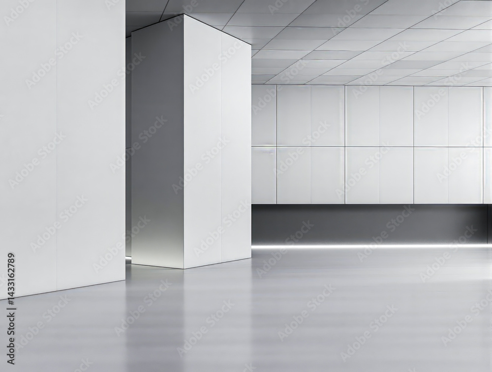 modern minimalist interior with white walls and gray floor