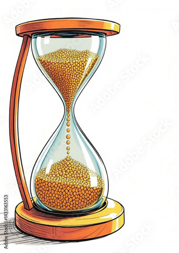 vintage, sand clock, glass timer, golden hourglass, time passing, patience, timeless, elegant, classic 