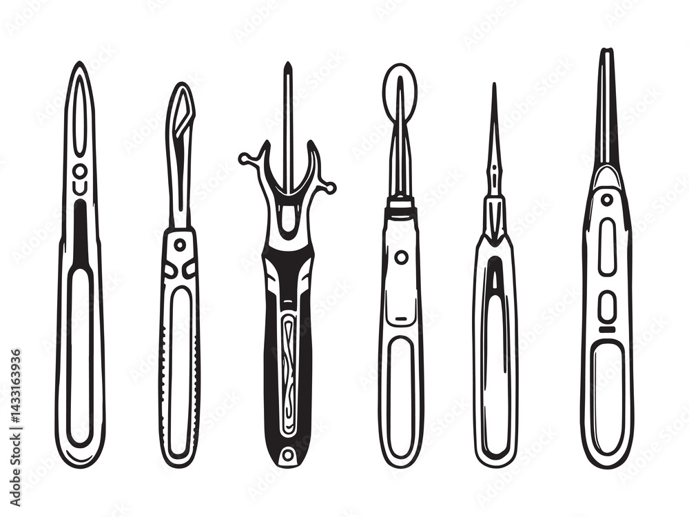 Needle holder line art drawing design Needle holder line art drawing design