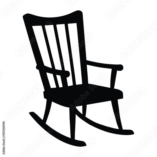 Rocking Chair Silhouette Icon – Classic Wooden Rocker Art