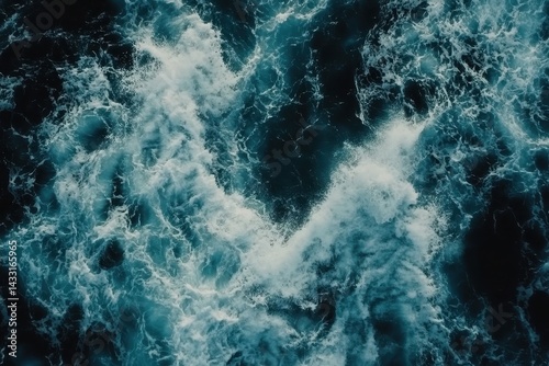 Powerful ocean waves crashing in a textured display.