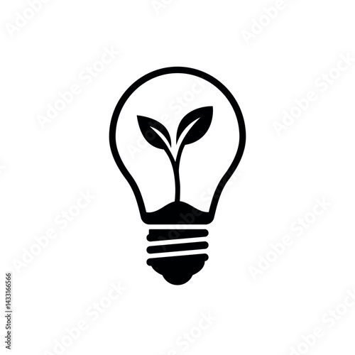 Eco-friendly light bulb icon with plant sprout inside