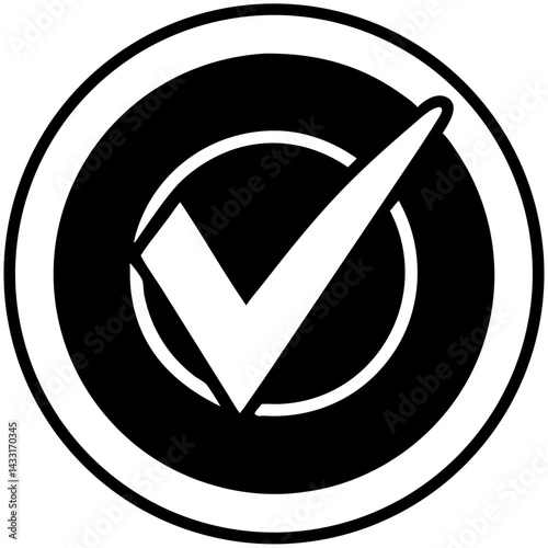 Checkmark icon in bold style on a contrasting black background  