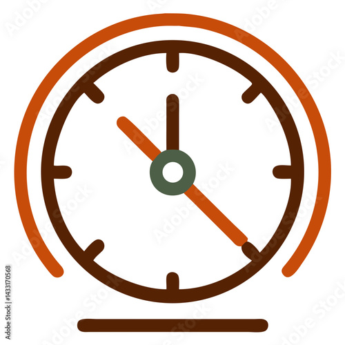 Iconic clock design in modern flat style with vibrant colors  