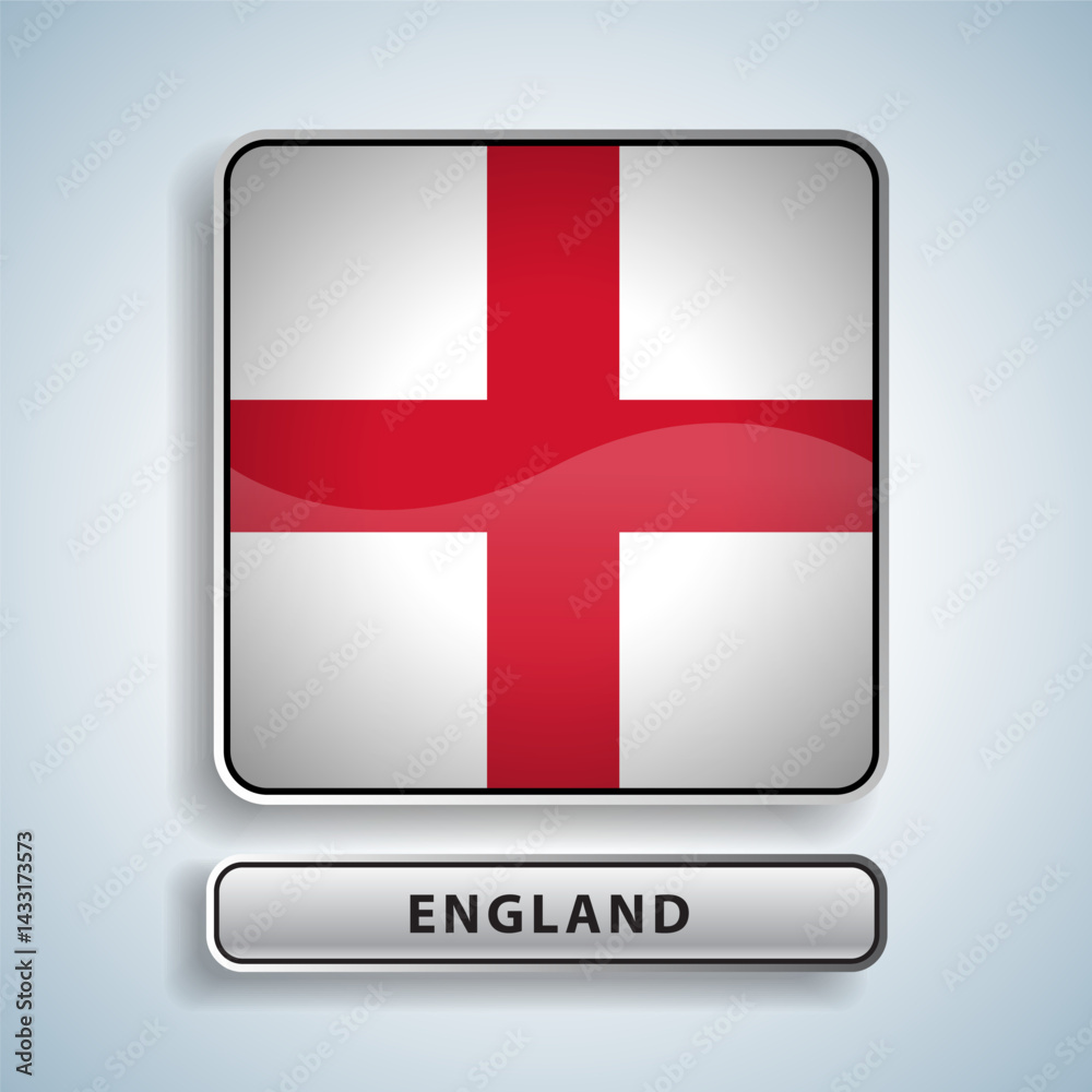 Fototapeta premium England flag square button Isolated on color gradient background. Exclusive Icon flag