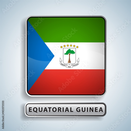 Equatorial Guinea flag square button Isolated on color gradient background. Exclusive Icon flag