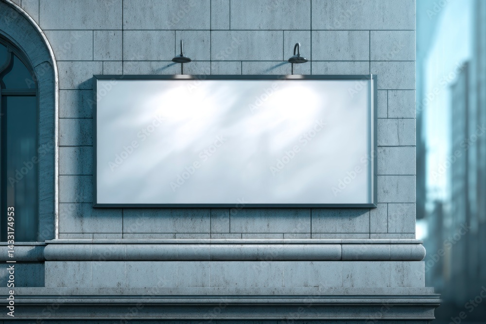 Blank Billboard on Building Facade in City Setting for Advertising Blank Billboard on Building Facade in City Setting for Advertising