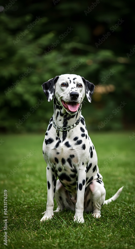Realistic Dalmatian dog sitting Realistic Dalmatian dog sitting
