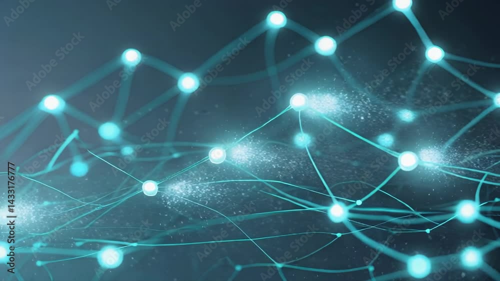 Abstract illustration of interconnected glowing nodes and lines on a dark background, representing network connectivity, data exchange, and digital communication in technology. Abstract illustration of interconnected glowing nodes and lines on a dark background, representing network connectivity, data exchange, and digital communication in technology.