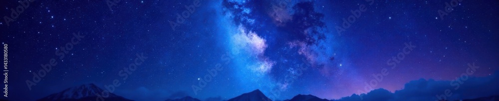 Fototapeta premium Celestial canvas of starry night sky with dark blues and purples , space, stars