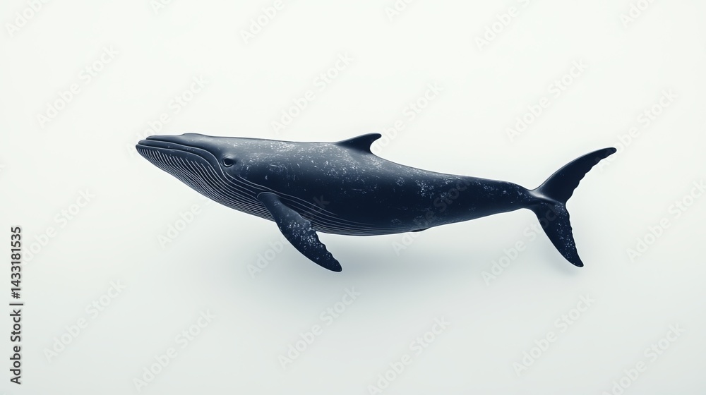 Obraz premium A lone whale, set against a stark white backdrop. 