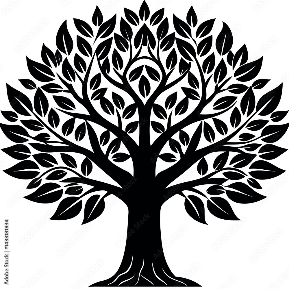 Obraz premium A vector-illustration-of-a-tree-with-lush 