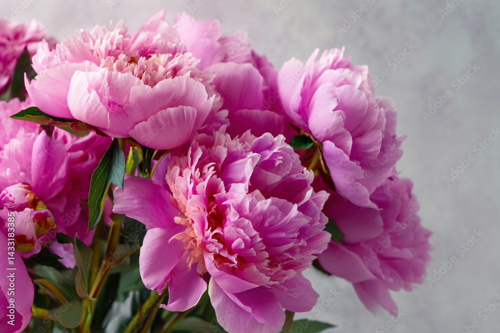 Bouquet of beautiful peonies on light background, closeup Bouquet of beautiful peonies on light background, closeup
