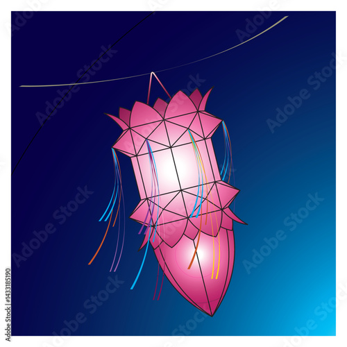 vesak lantern in purple color vector art