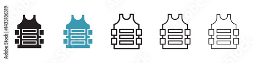 Bulletproof vest icon in flat style. Basic vector symbol illustration