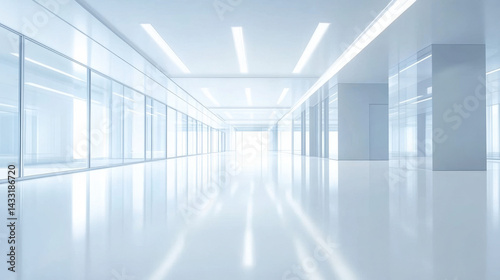 Wallpaper Mural Modern futuristic interior space with bright clean minimal design, spacious hallway with large glass and reflective surfaces, sleek contemporary style Torontodigital.ca