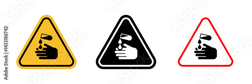 Corrosive acid safety sign in flat style. Basic vector symbol illustration