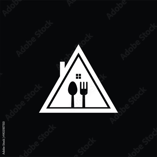 Simple culinary logo with home, spoon, and fork concept for food business