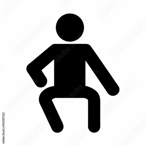 Person Squatting Black Silhouette Pictogram Exercise Fitness Illustration Vector Graphic