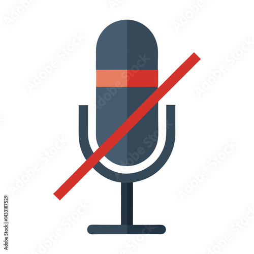 Muted Microphone Illustration Communication Audio Off Symbol Voice Recording Privacy Concept