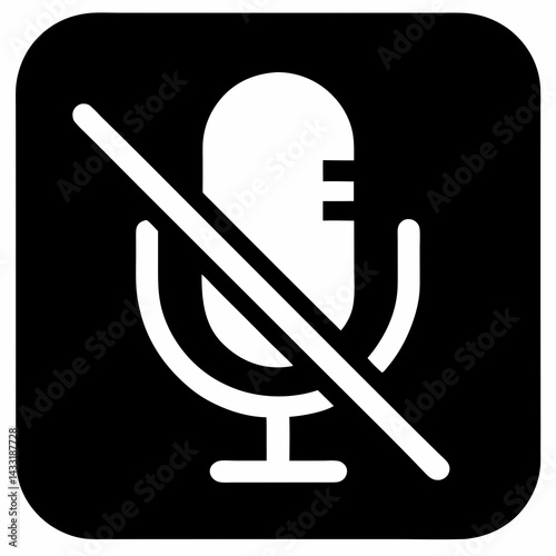 Muted Microphone Icon Symbol With Line Across For Audio Silence Sign