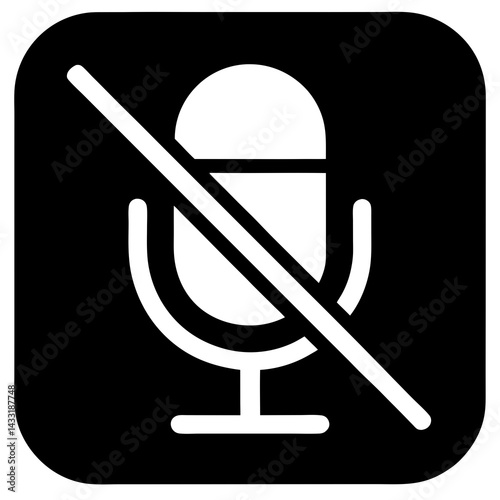Mute Microphone Icon Vector Illustration Showing Audio Off In Black And White