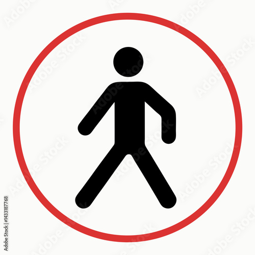 No Pedestrians Allowed Sign Red Circle Symbol Isolated Illustration