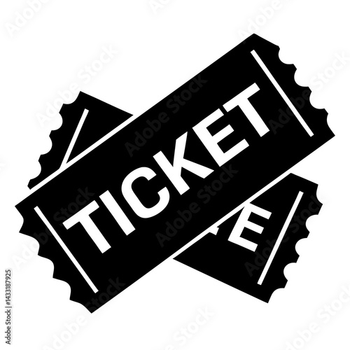Two Black Crossed Tickets Symbolizing Entrance Event Pass Admission Vector Graphic