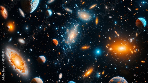A dark matter nebula revealed by gravitational lensing, distorting the light from background galaxies and stars