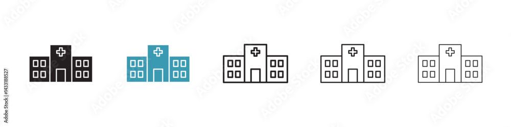 Hospital building icon in flat style. Basic vector symbol illustration Hospital building icon in flat style. Basic vector symbol illustration